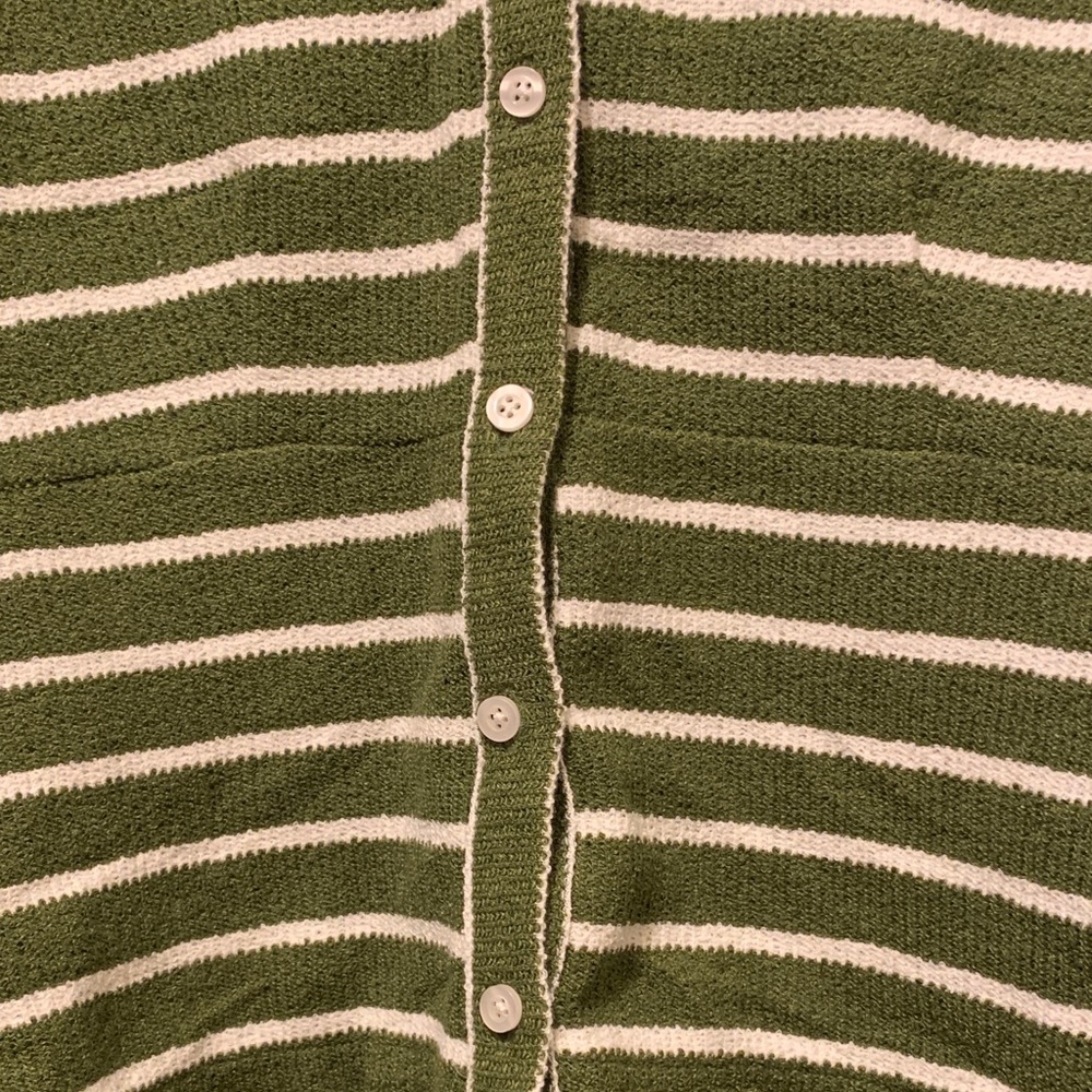 Madewell Olive and Cream Striped Knit Button Tank - Picture 3 of 4